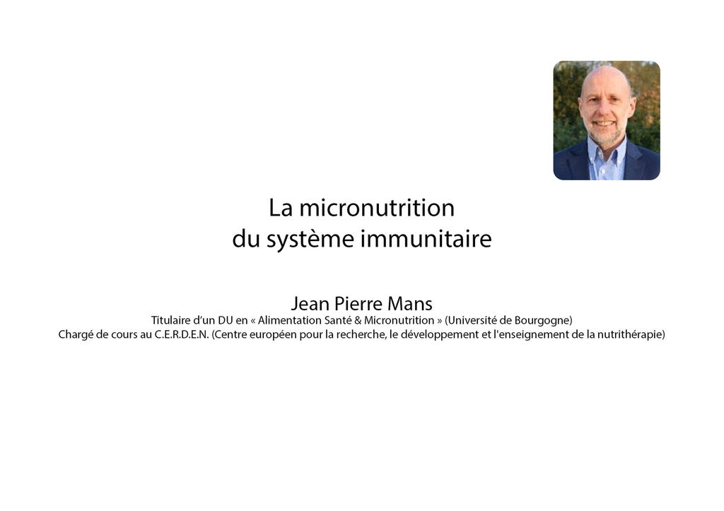 La micronutrition du système immunitaire - Jean-Pierre Mans